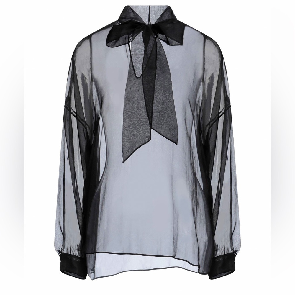 Zara bow sheer blouse